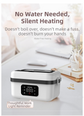 1L White Cordless Waterless Heated Lunch Box - Portable 304 Stainless Steel Bento Box for Picnic Students Office Workers, Timed Insulation & USB Rechargeable