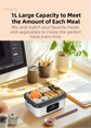 1L Black-Blue Cordless Waterless Heated Lunch Box - Portable 304 Stainless Steel Bento Box for Picnic Students Office Workers, Timed Insulation & USB Rechargeable