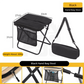 Black Foldable Compact Handbag With Stool -  Ultralight Travel Seat with Storage Pockets for Fishing, Hiking & Outdoor Activities