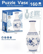 160 PCS Blue and White Porcelain 3D Puzzle Vase - DIY Interlocking Flower Vase Kit, Home Decorative and Toy Gift for Women