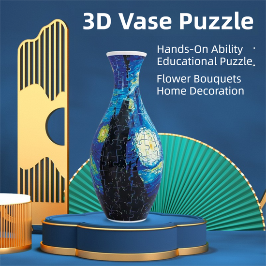 160 PCS Van Gogh 3D Puzzle Vase - DIY Interlocking Flower Vase Kit, Home Decorative and Toy Gift for Women