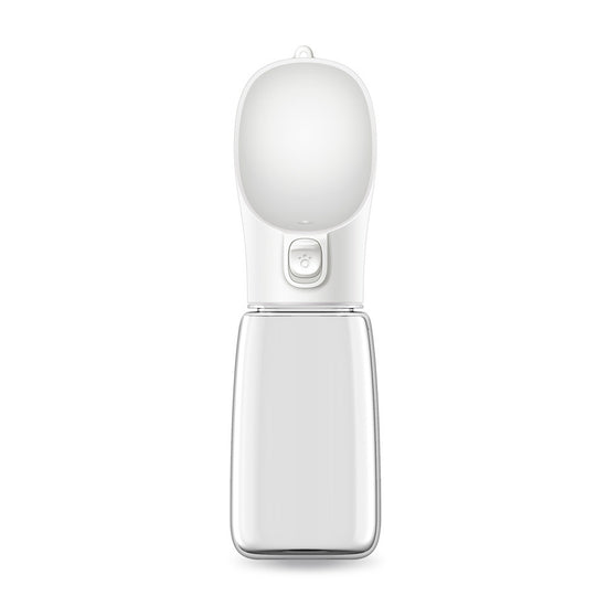 White Portable Dog Water Bottle and Drink Feeder - 550ml Pet Travel Water Cup for Walking, Hiking & Outdoor Use (High-Temperature Resistant)