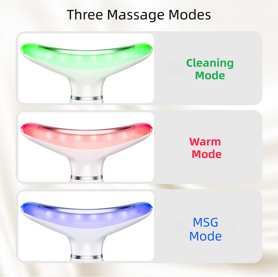White Color Light Therapy Beauty Tool and Neck Massager -  Essence Infusion Device for Lifting, Firming, Hydration & Skin Rejuvenation