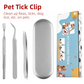 Stainless Steel Pet Tick Remover Tool Kit - Professional Fork, Double-Head Clip, and Curved Tweezers for Dogs and Cats