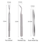 Stainless Steel Pet Tick Remover Tool Kit - Professional Fork, Double-Head Clip, and Curved Tweezers for Dogs and Cats