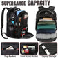 Black 50L Extra Large Laptop Backpack with USB Charging Port - Waterproof Oxford Fabric Travel & Business Bag, Fits up to 16-inch Laptops
