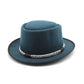 Peacock Blue Unisex Stylish Pure Woolen Short-Brimmed Fedora - Classic British Gentleman&