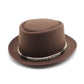 Coffee Brown Unisex Stylish Pure Woolen Short-Brimmed Fedora - Classic British Gentleman&