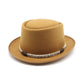 Khaki Unisex Stylish Pure Woolen Short-Brimmed Fedora - Classic British Gentleman&