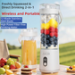 White Portable 600ml Wireless Juicer Blender with 12-Leaf Blades - 20,000 RPM High-Speed Smoothie Maker & Self-Cleaning Personal Blender for Travel and Home