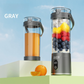 Gray Portable 600ml Wireless Juicer Blender with 12-Leaf Blades - 20,000 RPM High-Speed Smoothie Maker & Self-Cleaning Personal Blender for Travel and Home
