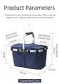 Black Foldable Insulated Picnic Basket With Zipper Lid & Handle - Modern Minimalist Large Capacity Thermal Shopping Basket for Grocery, Camping, and Meal Delivery