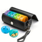 Portable 7-Day Weekly Travel Pill Organizer with Black PU Leather Pouch - 14 Black Compartments AM/PM Medication Planner, Dustproof & Light-Shielding