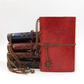 2-Pack A6 Nautical Vintage PU Leather Student Notebook - Pirate Style Strapped Diary with 150 Pages of Refillable Kraft Paper(Wine Red)
