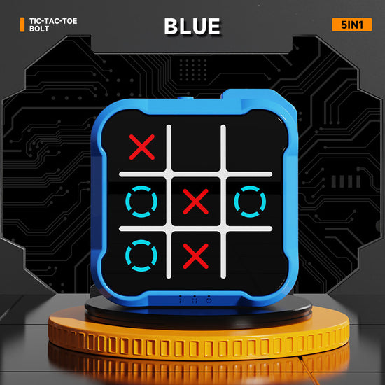 Blue All-in-One Tic-Tac-Toe Desktop Game - Portable Family Interactive Board Toy, Brain Training Puzzle & Travel-Friendly Strategy Game