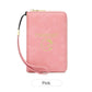 Pink RFID Blocking Travel Passport Holder - Multi-functional Waterproof PU Leather Security Travel Wallet with Zipper and Wristband