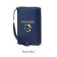 Royal Blue RFID Blocking Travel Passport Holder - Multi-functional Waterproof PU Leather Security Travel Wallet with Zipper and Wristband