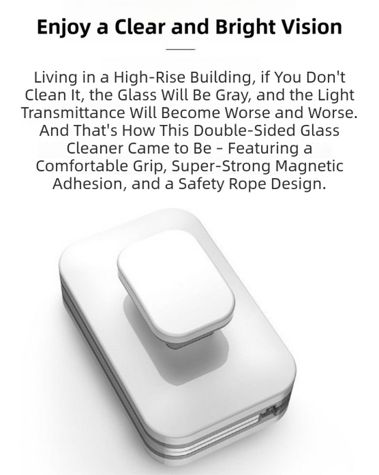 One Pair Magnetic Double-Sided Window Cleaner for 3-10mm Glass - Professional Glass Scrubber with 8X Strong Suction Power & Safety Rope