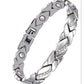 Leaf Magnetic Therapy Bracelet with Rhinestones - Geometric Stylish Wristband & Wellness Jewelry, Free Removel Tool(Sliver)