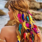 Bohemian Colorful Feather Headband - Ethnic Style Forehead Accessory & Hair Rope for Beach Vacations and Festivals
