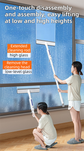 3-in-1 Spray Window Squeegee with 35cm Clean-Panel & 115cm Extension Pole - Multi-functional Spray, Scrub & Squeegee Tool with 3 Microfiber Cloths