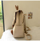 Khaki Lightweight Nylon Waterproof Schoolbag for Children - Large Capacity Daypack with Ugly-Cute Cat Design