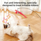 Interactive Self-Play Cat Wand with Suction Base, Feather & Bell - Automatic Bouncing Teaser(White)