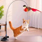 Interactive Self-Play Cat Wand with Suction Base, Feather & Bell - Automatic Bouncing Teaser(Yellow)