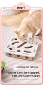 Green-Brown Felt Puzzle Square Shape Box Cat Toy with 2 Metal Bell Balls - Scratch-Resistant & Interactive Hide-and-Seek Toy, Brain Stimulating Fun