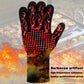 One Pair Black Extreme Heat Resistant BBQ Gloves (800°C/1472°F) - Non-Slip Silicone Coated Fireproof Mitts for Smoker, Oven & Industrial Use