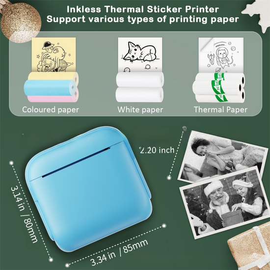Black X6 Mini Portable Bluetooth Instant Photo & Note Printer for Students - Deluxe 20-Piece Gift Set with 12 Paper Rolls, Color Pens & Storage Bag