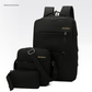 Black 3-PCS Multi-Functional & Lightweight Backpacks Set for Students - Large Capacity Durable Travel Daypack with USB Charging Port, Fit in 14-Inch Laptop Bag
