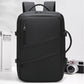 Black Premium Business Expandable Travel Backpack with External USB Charging - 20-35L Large-Capacity & Waterproof Commuter Daypack