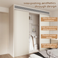 100 X 180 CM White Linen-Look Dust Drill-Free Pull-Curtain - Folding Doorless Closet Divider with Magnetic Closure & Hanging Rings