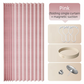 120 X 180 CM Pink Linen-Look Dust Drill-Free Pull-Curtain - Folding Doorless Closet Divider with Magnetic Closure & Hanging Rings