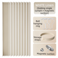 150 X 180 CM White Linen-Look Dust Drill-Free Pull-Curtain - Folding Doorless Closet Divider with Magnetic Closure & Hanging Rings