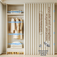 150 X 180 CM Gray Blue Linen-Look Dust Drill-Free Pull-Curtain - Folding Doorless Closet Divider with Magnetic Closure & Hanging Rings