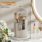 White 360° Rotating Makeup Brush Holder with Transparent Dust-Proof Sliding Door - Large Capacity Cosmetic Organizer, Professionaln Gradient Dual Zones