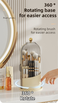 Yellow 360° Rotating Makeup Brush Holder with Black Transparent Dust-Proof Sliding Door - Large Capacity Cosmetic Organizer, Professionaln Gradient Dual Zones