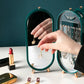 Green 4-Layer Retractable Screen-Style Jewelry Display Stand With Mirror Zone - Dust-Proof Necklace & Earring Organizer Case for Vanity