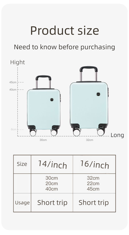Yellow 14 Inch Lightweight Carry-on Luggage for heights over 1.6m - Underseat & Overhead Cabin Hardside Suitcase with Cup Holder & Phone Stand