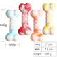 2-Pack Durable TPR Squeaky Dog Bone with Two-Tone Paw Print - Dental Health & Gum Massage Spiked Molar Toy(Orange-White)
