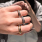 3-Piece Anxiety Spinner Meditation Bands Set - Full Zircon Inlaid Stainless Steel Rings for Stress Relief - US Size 9
