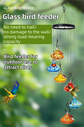 Outdoor Hand-Blown Glass Bird Feeder - Durable Weather-Proof Bird Waterer, Includes Funnel & Hanging Rope (Single - Red Silk)