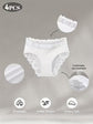 4-Pack White Elegant High-Waist Lace Panties for Women(Size M) - Tummy Control & Butt Lifting Briefs, Breathable Underwear with Cotton Crotch Lining