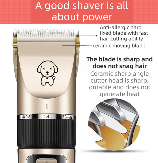 Gold K5 Lightweight Pet Precision Grooming Clipper - USB Rechargable, Low Noise Dog & Cat Hair Trimmer with 5-Level Adjustable Titanium Ceramic Blade & 4*Guide Combs