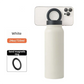 White 24oz Stainless Steel Insulated Water Bottle With 90° Adjustable Vertical/Horizontal Magnetic Phone Holder - Ringo Style Magnetic Lid Sport Flask
