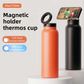 Dark Blue 24oz Stainless Steel Insulated Water Bottle With 90° Adjustable Vertical/Horizontal Magnetic Phone Holder - Ringo Style Magnetic Lid Sport Flask