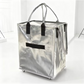 Sliver Portable Folding Shopping Trolley Bag(50x40x30CM) - Durable Woven Fabric, Reusable Grocery Bag with Wheels for Effortless Travel