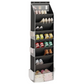 Black 8-Tier Over-the-Door Shoe Organizer with 7 Slanted & 1 Flat & 6 Side Pockets - Multi-Functional Wall Mount  for Shoes, Bags and Towels